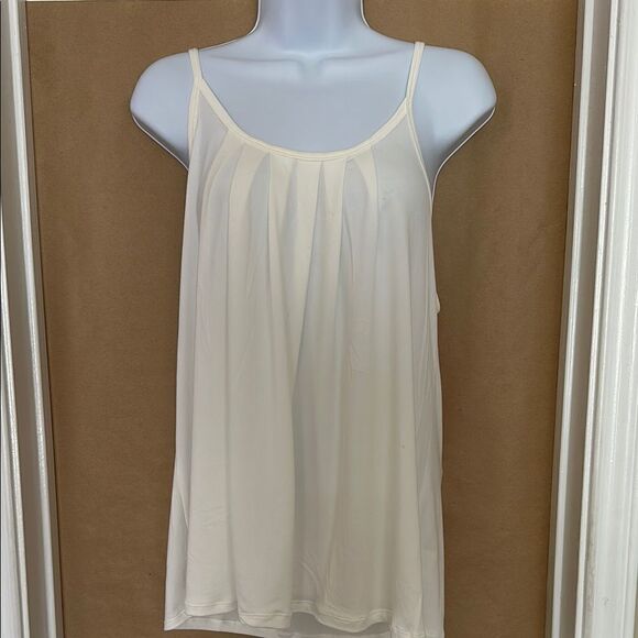 Doublju Tops - White Pleated Spaghetti Strap Top